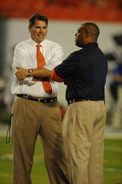 University of Miami Hurricanes head coach Al Golden on the sidelines in a game against the Virginia Cavaliers at Sun Life Stadium on October 27, 2011....