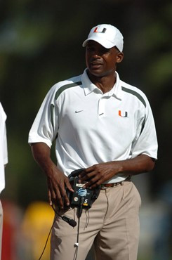 University of Miami Hurricanes head coach Randy Shannon in a game against the North Carolina State Wolfpack at the Orange Bowl on November 3, 2007.   ...