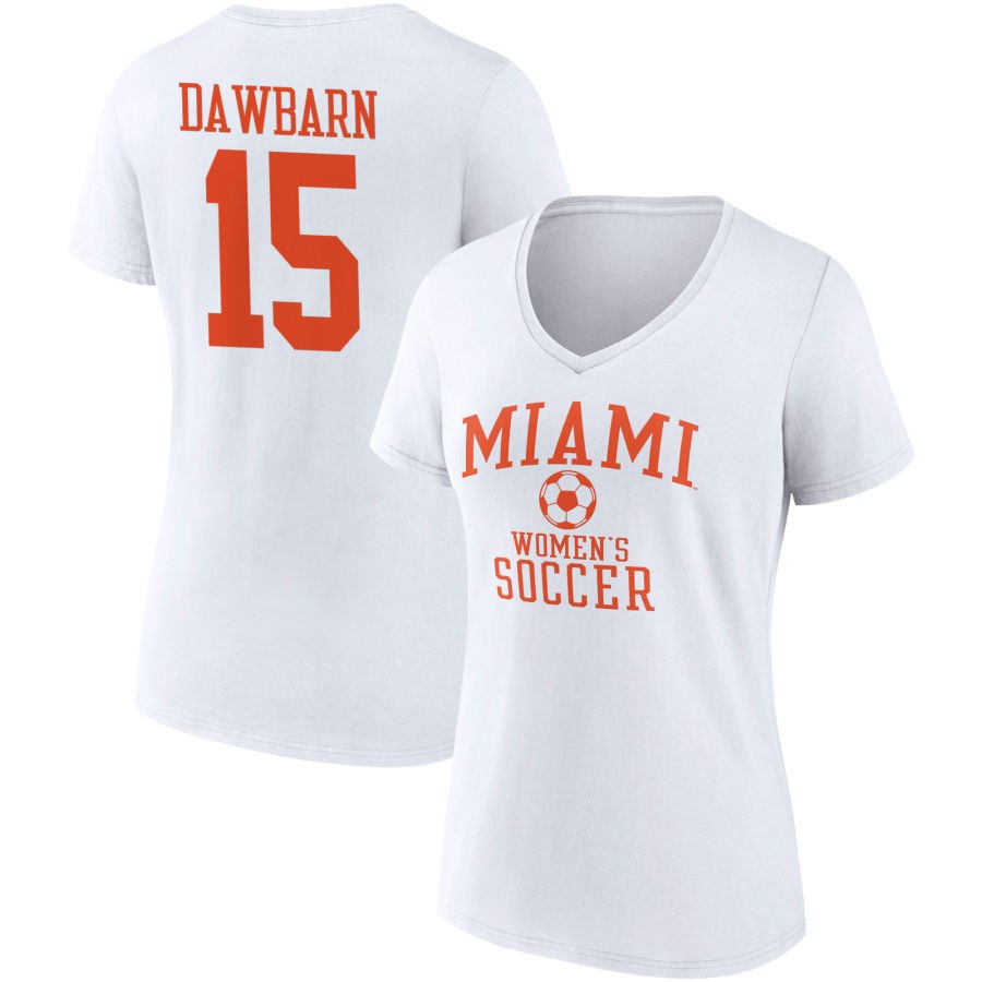 Women's Fanatics Branded White Miami Hurricanes Women's Soccer Pick-A-Player NIL Gameday Tradition V-Neck T-Shirt