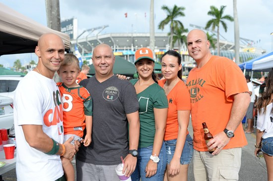 University of Miami Hurricane Fans tailgate at SunLife Stadium before a game against the Florida A&M Rattlers at Sun Life Stadium on September 6,...