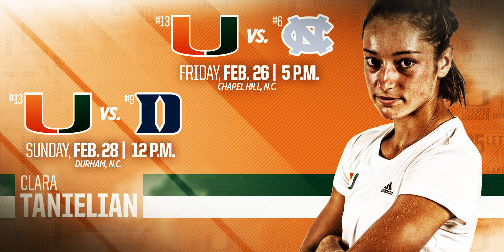 @CanesWTennis to Face Two Top-10 Teams in NC