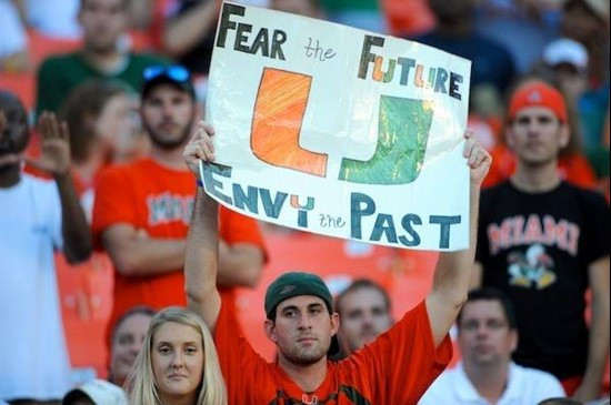 A University of Miami Hurricane fan show their team spirit in a game against the Clemson Tigers at Land Shark Stadium on October 24, 2009.  Photo by...