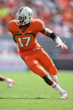University of Miami Hurricanes quarterback Stephen Morris #17 plays in a game against the Wake Forest Demon Deacons at Sun Life Stadium on October 26,...