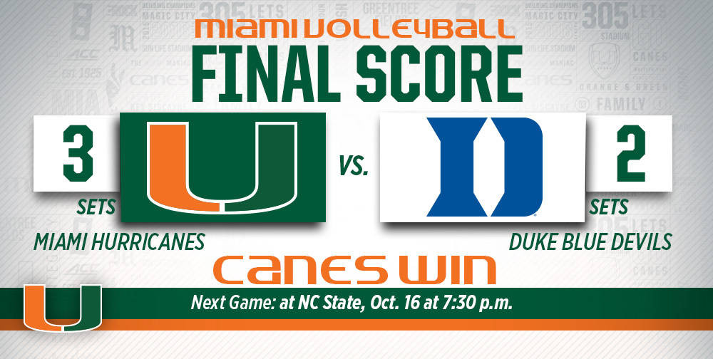 @CanesVB Beats Duke in Five-Set Thriller