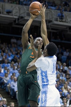 The University of Miami Hurricanes faced the University of North Carolina Tar Heels on Tuesday, January 10, 2012 in the Dean E. Smith Center in Chapel...