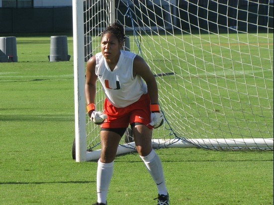 Women's soccer players and coaches at Friday's (Aug. 6, 2010) 8 a.m. training session.