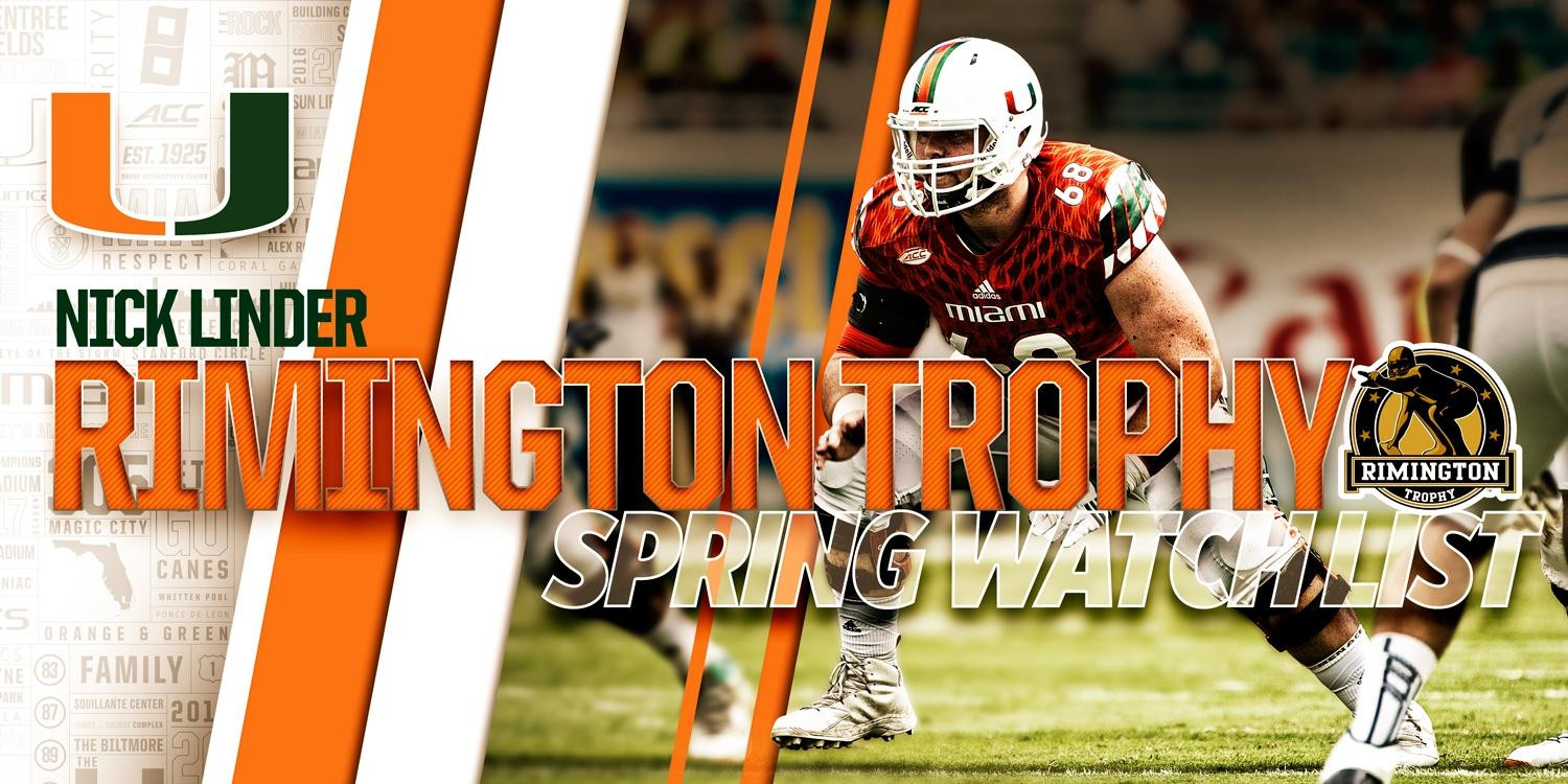 Linder Named to the Rimington Trophy Spring Watch List