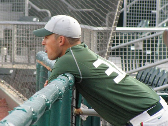 Jason Santana at the Orange-Green World Series on Monday.
