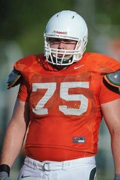 University of Miami Hurricanes players Wheeler  Jared #75 at Cobb Stadium training for the upcoming 2010 season. The practice was open for Season...