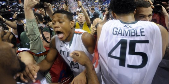 MBB celebrates an ACC Tournament title