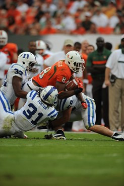 University of Miami Hurricanes wide receiver Tommy Streeter #8 plays in a game against the Duke Blue Devils at Sun Life Stadium on November 5, 2011. ...