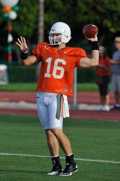 University of Miami Hurricanes Spencer Whipple #16 at Greentree practice fields training for the upcoming 2010 season. The practice was open for...