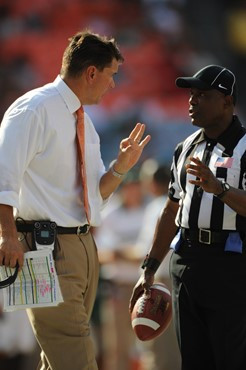 University of Miami Hurricanes head coach Al Golden on the sidelines in a game against the Bethune Cookman Wildcats at Sun Life Stadium on October 1,...