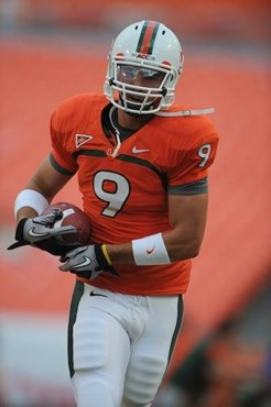 University of Miami Hurricanes running back Lee Chambers #32 plays in a game against the Florida A&amp;M Rattlers at Sun Life Stadium on September 2,...
