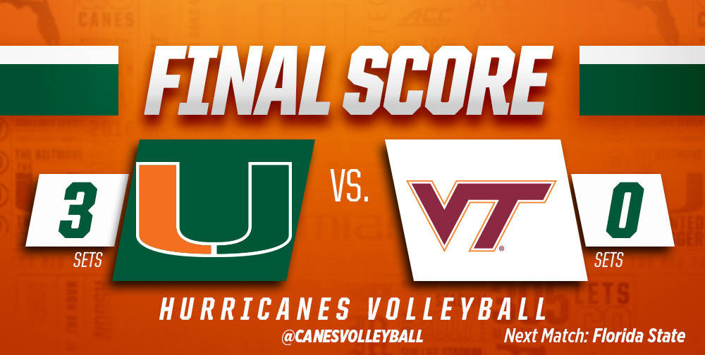 @CanesVB Sweeps Virginia Tech, 3-0