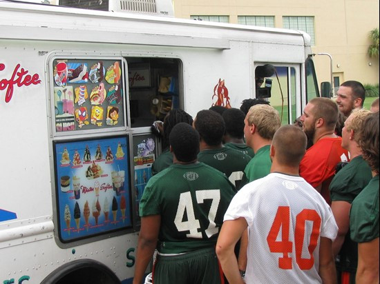 The ice cream truck.