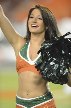 University of Miami Hurricane cheerleader?s will entertain fans at the game against the Virginia Tech Hokies at Sun Life Stadium on November 1, 2012. ...