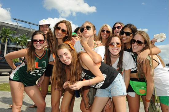 University of Miami Hurricane fans enjoy tailgating before a game against the Georgia Tech Yellow Jackets at Sun Life Stadium on October 22, 2011. ...