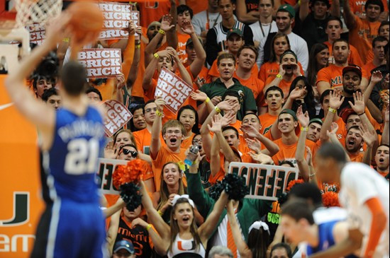 The University of Miami Hurricanes played the Duke Blue Devils at the BankUnited Center on February 13, 2011.  Photo by Steven Murphy/SPN