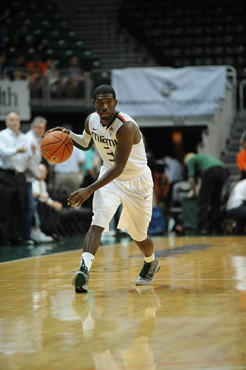 University of Miami Hurricanes guard, Malcolm Grant #3, plays host to the Maryland Terrapins at the BankUnited Center on March 2, 2011.  The...