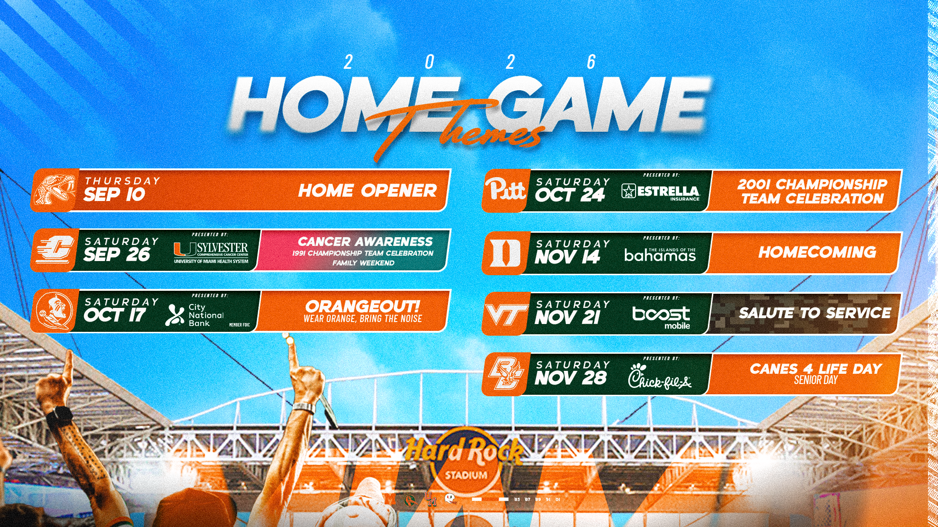 Miami Football Unveils Promotional Calendar for 2026 Home Games