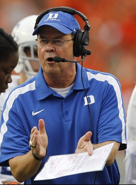 Duke head coach David Cutcliffe yells in the first quarter against Miami. (AP Photo/Lynne Sladky)