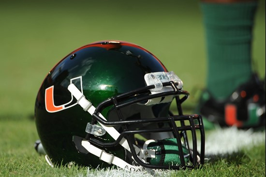 The Miami Hurricanes wore a special Nike Combat Uniform for the game against the Virginia Tech Hokies on Novemger 20, 2010 at SunLife Stadium.  Photo...