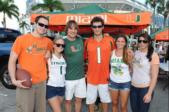 University of Miami Hurricane fans enjoy tailgating before a game against the North Carolina Tar Heels at Sun Life Stadium on October 23, 2010.  Photo...