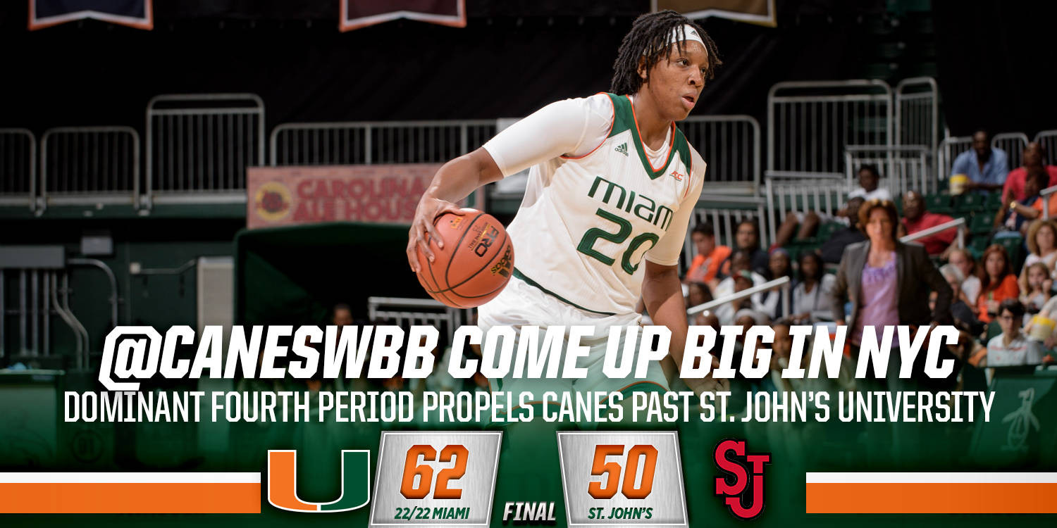 @CanesWBB Posts 62-50 Road Win at St. John’s