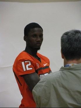 Jacory Harris at the 2009 UM Football Preseason Media Day.