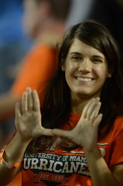 University of Miami Hurricane fans enjoy tailgating before a game against the Virginia Tech Hokies at Sun Life Stadium on November 1, 2012.  Photo by...