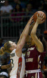 No. 5 Miami Led by Seniors in 88-42 Win vs. Boston College