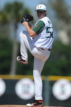 University of Miami outfielder, Chantz Mack #2, plays in a game against VirginiaTech at Alex Rodriguez Park on March 13, 2011.  Photos by Steven...