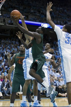 The University of Miami Hurricanes faced the University of North Carolina Tar Heels on Tuesday, January 10, 2012 in the Dean E. Smith Center in Chapel...