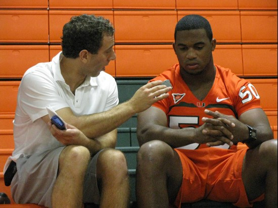 Darryl Sharpton at the 2009 UM Football Preseason Media Day.