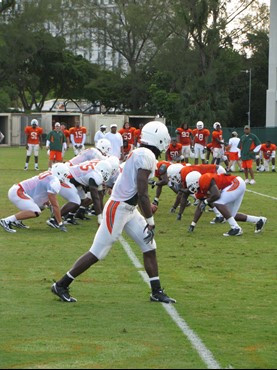 Hurricanes in 11-on-11 action at practice Thursday morning at the Greentree Practice Fields.
