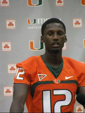 Jacory Harris at the 2009 UM Football Preseason Media Day.
