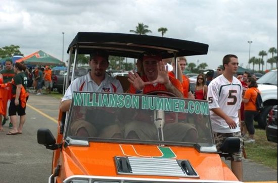 University of Miami Hurricanes fans drive around the parking in a game against the North Carolina Tar Heels at Dolphin Stadium on September 27, 2008. ...
