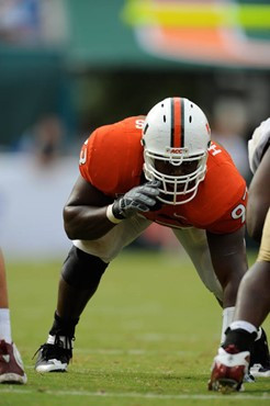 University of Miami Hurricanes Dwayne Hendricks plays against The Florida State Seminoles at Dolphin Stadium on October 4, 2008.    Photo by Steven...