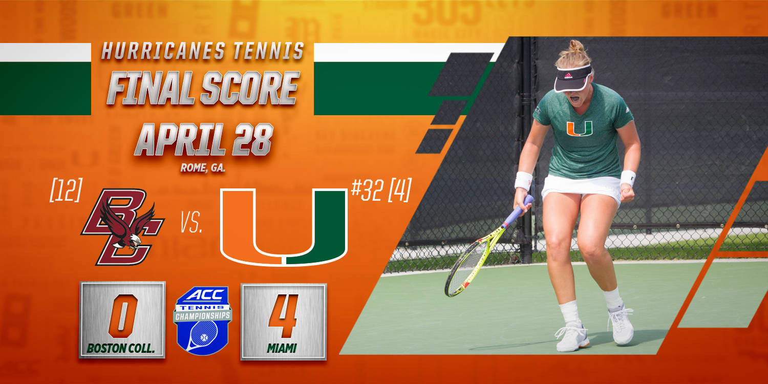 @CanesWTennis Downs BC, 4-0, to Reach ACC Semis