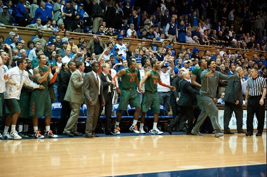 Team 05 February 2012   Miami vs. Duke, from Cameron Indoor Stadium in Durham, NC.