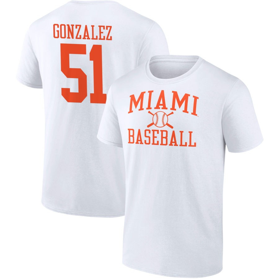 Men's Fanatics Branded White Miami Hurricanes Baseball T-Shirt