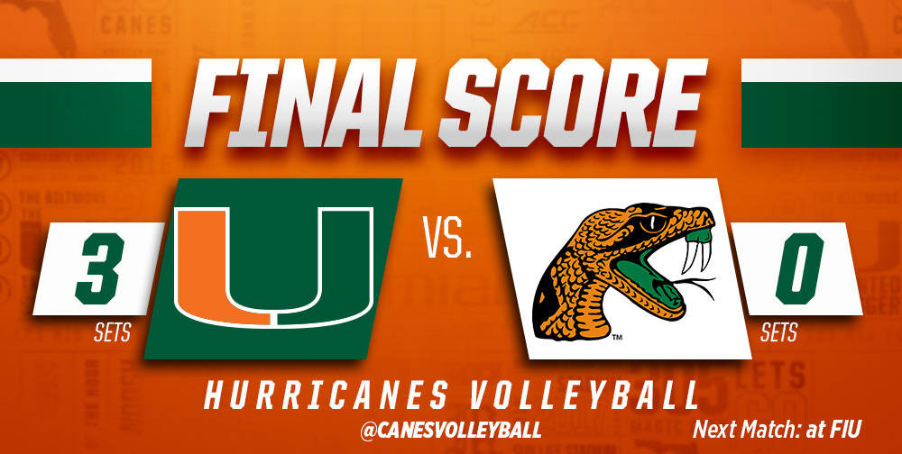 @CanesVB Sweeps Florida A&M in Season Opener