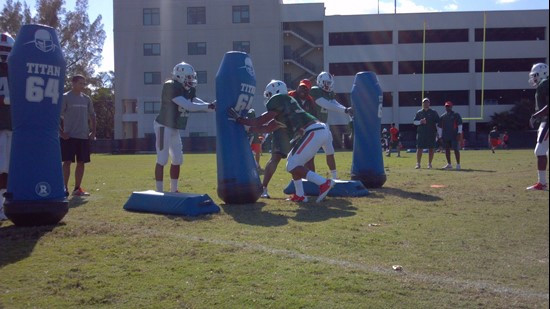 spring practice. Defensive drills
