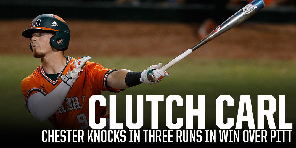 Chester Leads No. 4 Miami to 7-6 Win Over Pitt