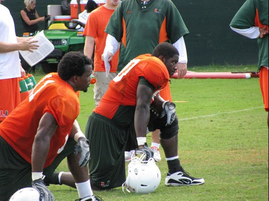 Arthur Brown (11) and Steven Wesley (90) at practice Monday morning at the Greentree Practice Fields.