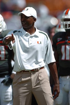 University of Miami Hurricanes head coach Randy Shannon in a game against the Duke University Blue Devils at the Orange Bowl on September 29, 2007. ...