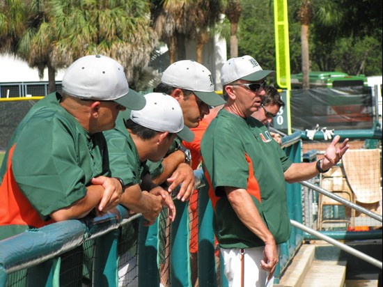 Coach Morris speaking to the team prior to Miami's first official fall practice on Oct. 15, 2009.