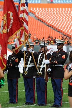 The National Anthem at Sun Life Stadium in a game between the University of South Florida Bulls and the Miami Hurricanes at Sun Life Stadium on...