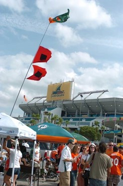 University of Miami Hurricane fans tailgating before a game against the Virginia Cavaliers at Land Shark Stadium on November 7, 2009.  Photo by Steven...